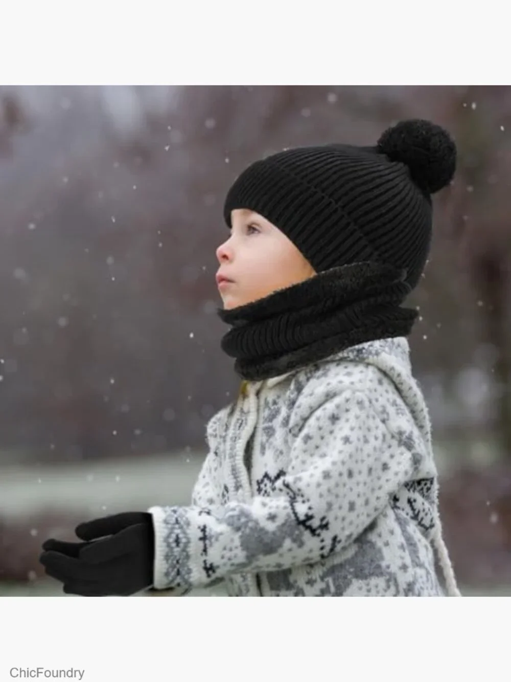 6 Pairs Kids Hat Scarf Gloves Set Winter Knit Beanie Fleece Neck Gaiters Gifts